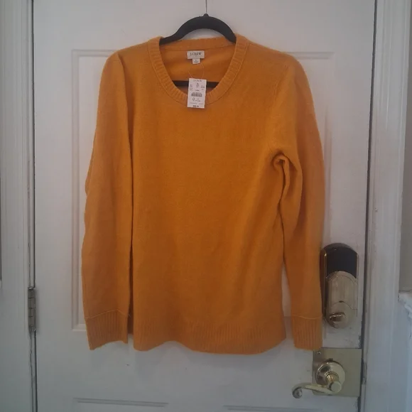 Women's J.Crew Super Soft Yarn Mustard Yellow Crewneck Sweater NWT - Picture 1 of 11